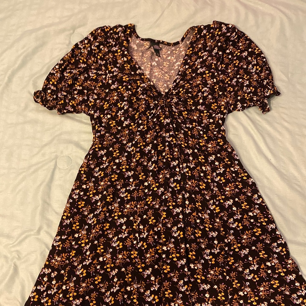 Black floral mini dress!!